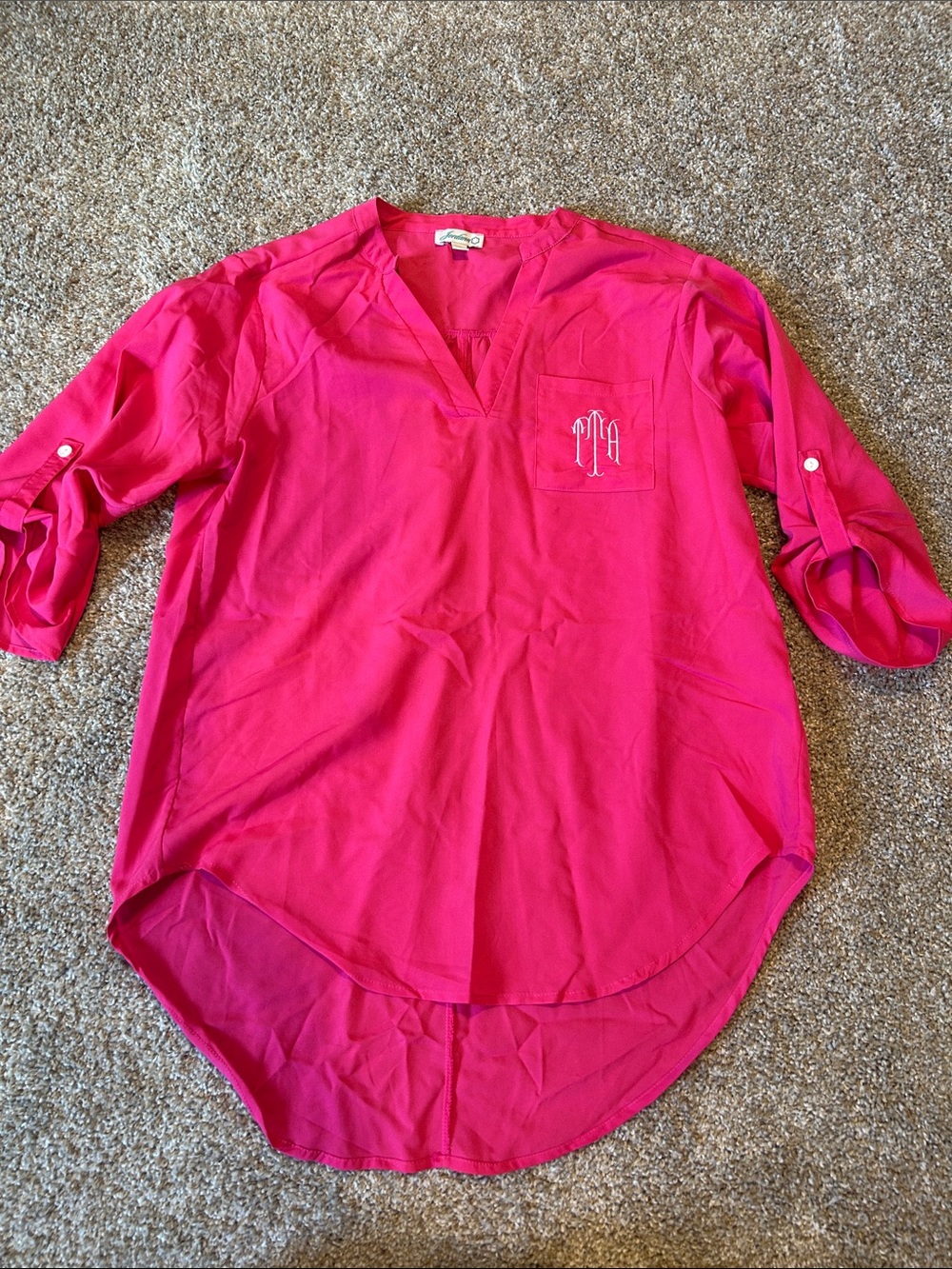 Jordan Hot Pink Blouse with Teal Logo Tag